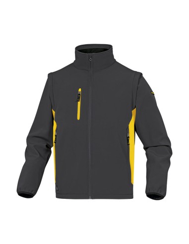 CHAQUETA SOFTSHELL GRIS/AMARILLO T/ M-XL