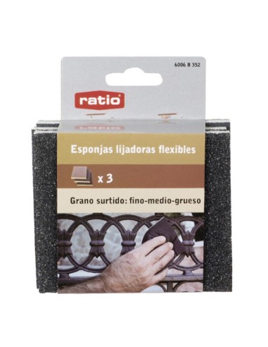 PACK 3 ESPONJ. ABRASIVAS FLEXIBLES RATIO