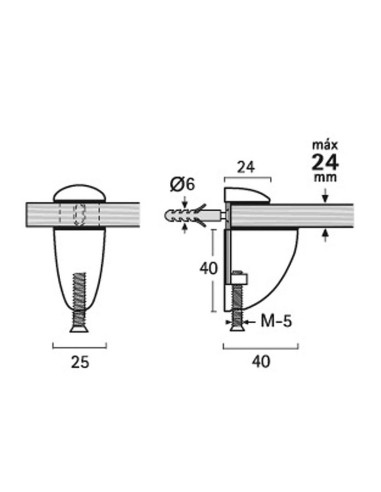 SOPORTE ESTANTE 3-24 MM. CR.MATE. EHL