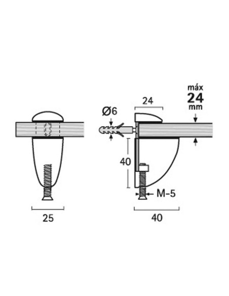 SOPORTE ESTANTE 3-24 MM. CR.MATE. EHL