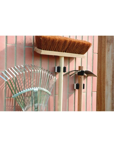 CUELGA ESCOBAS C/RODILLOS. BL. 2 UN. BCO