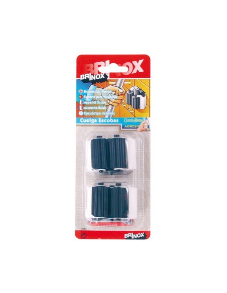CUELGA ESCOBAS C/RODILLOS. BL. 2 UN. BCO
