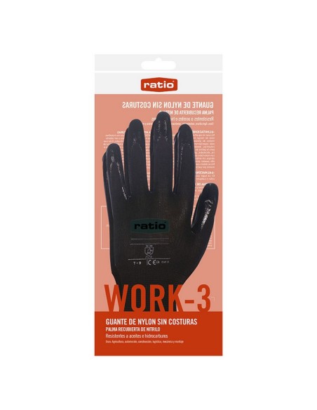 GUANTE NYLON C/RECUBR.NITRILO NEGR. T/9