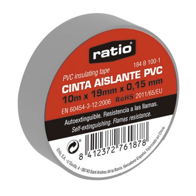 CINTA AISLANTE 19X20M GRIS  0,15MM