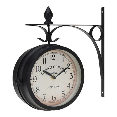 RELOJ ESTACION METAL 33CM. NEGRO