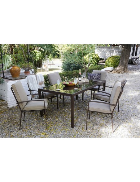 CONJ. MADEIRA. 6 SILLONES+COJINES