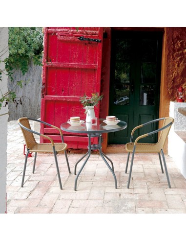 MESA ACERO/VIDRIO Ø 80 CM. BASIC