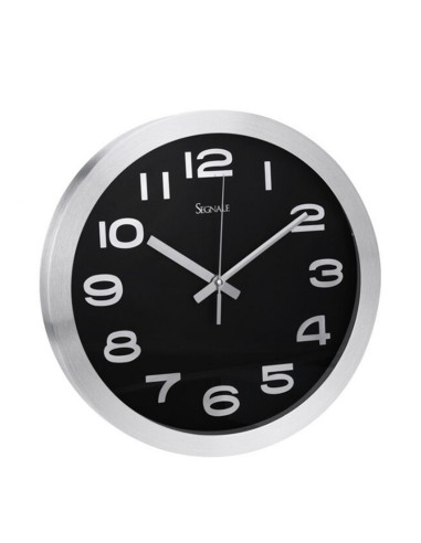 RELOJ PARED 30 CM. INOX BCO. NEGRO