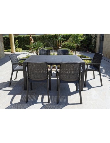 MESA IMIT.RATAN RESIN 150X90XH72 CM.ANT.