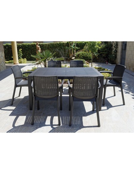 MESA IMIT.RATAN RESIN 150X90XH72 CM.ANT.