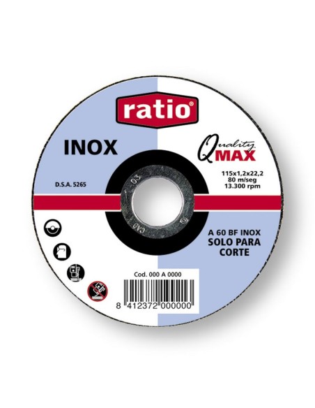 DISCO CORTE INOX/METAL 125X1  RATIO