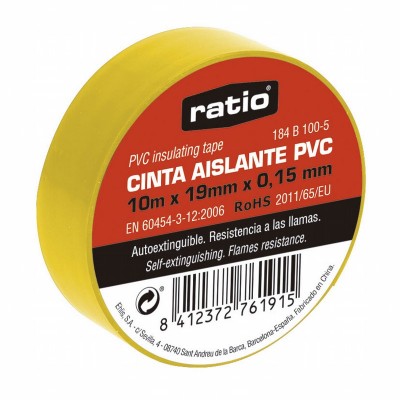 CINTA AISLANTE 19X20M AMARILLO  0,15MM