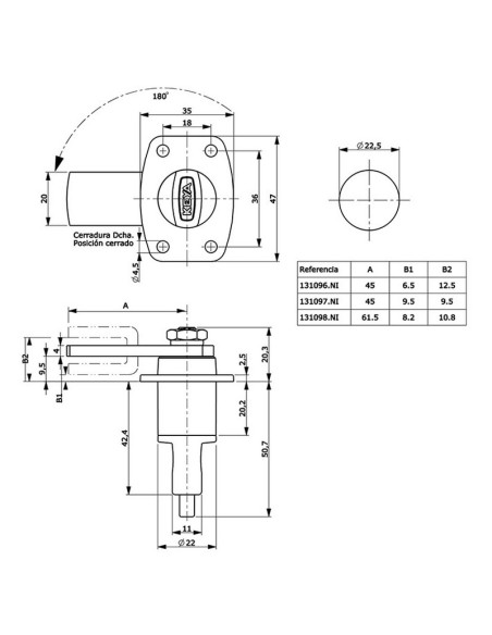 CERRADURA  CANDADO P/ARMARIO MAD.