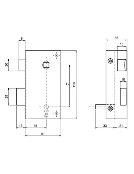 CERRADURA RUSTICA 47 60mm IZQUIERDA