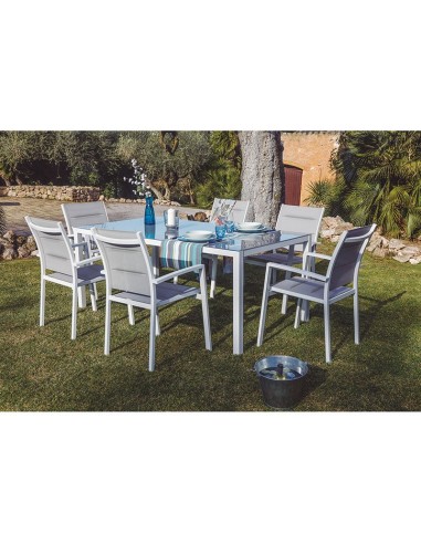 CONJ. MANAOS.MESA ALUM. 180X100 CM. BL