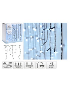 CORTINA ILUMINACION 360 LEDS BLANCA EXT.