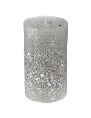 VELA CON ESTRELLAS 7x12 CM. PLATA