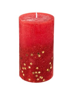 VELA CON ESTRELLAS 7x12 CM. ROJA
