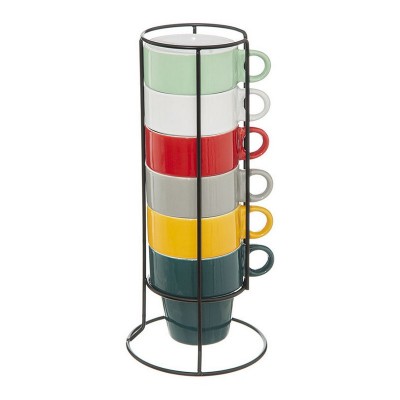 MUG COLORES 6 UN. C/SOPORTE SOBREMESA