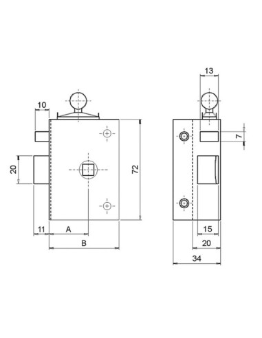 PICAPORTE SOBREPONER 236 60 mm C/CONDENA