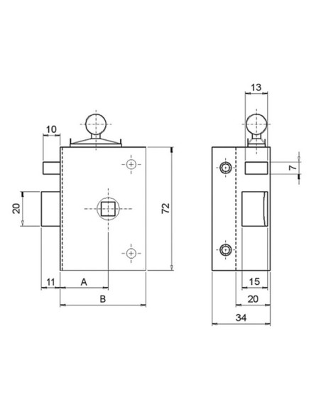 PICAPORTE SOBREPONER 236 60 mm C/CONDENA