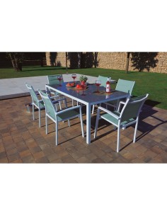 MALDIVAS.MESA ALUM.180X100 CM GRIS