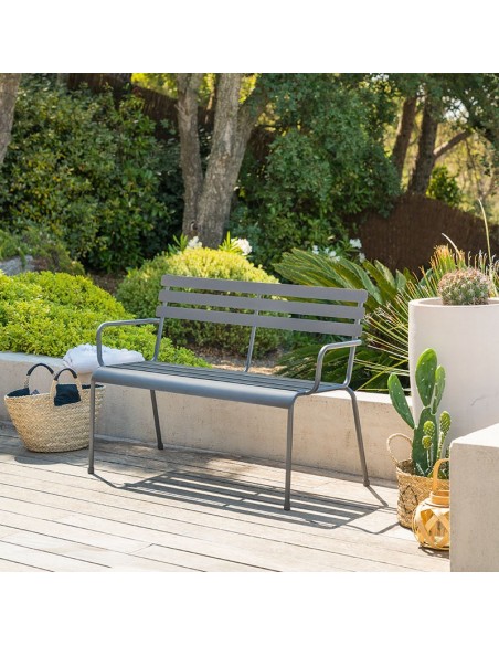 BANCO METÁLICO 114X56 XH79 CM. GRAFITO