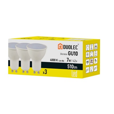 PACK3 DICROICA LED GU10 7W 4000K 510LM