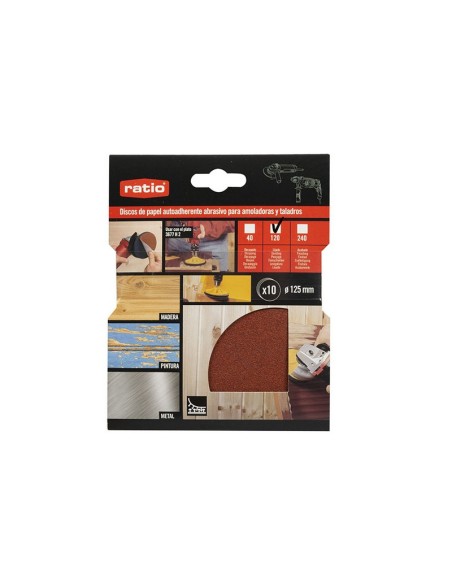 10 DISCO ABRASIVO AUTOADH DIAM 125 G.120