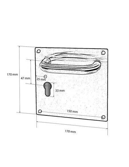 MANILLA PLACA. 170x170  mm. INOX. BOC.47