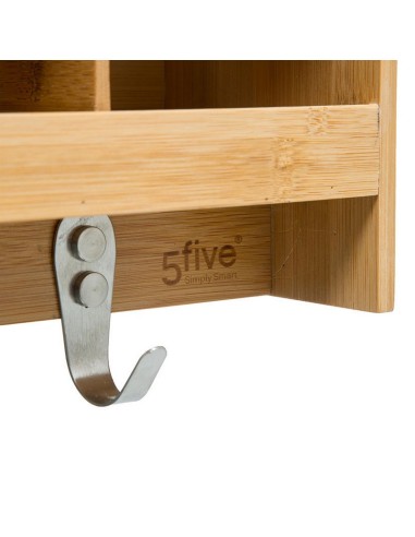 ESTANTE MURAL 4 GANCHOS 47X32 CM.BAMBU