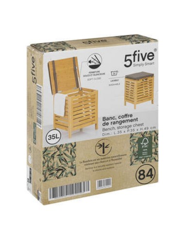 BANCO ALMACENAMIENTO BAMBU 35X35XH.45CM