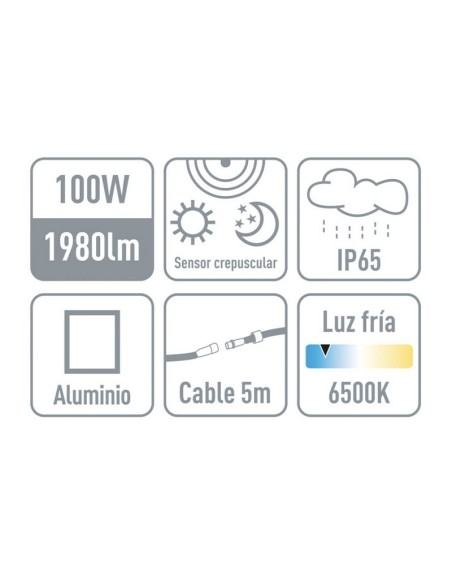 PROYECTOR SOLAR LED MERCURIO 100W IP65