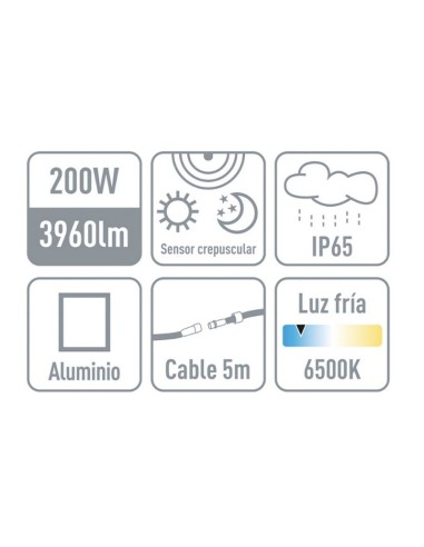 PROYECTOR SOLAR LED MERCURIO 200W IP65