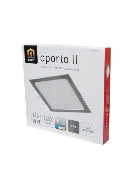 APLIQUE CUADR.EMPOT. 4000K LED 18W PLATA