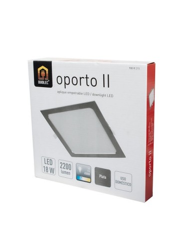 APLIQUE CUADR.EMPOT. 6500K LED 18W PLATA