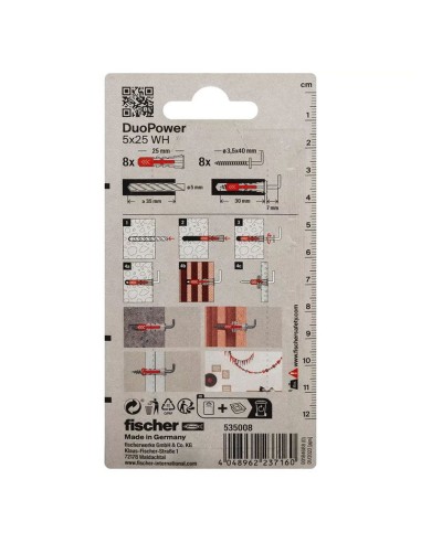 BLISTER DUOPOWER 5X25 WH BL 8 UD.FISCHER