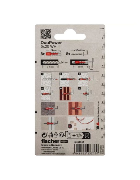 BLISTER DUOPOWER 5X25 WH BL 8 UD.FISCHER