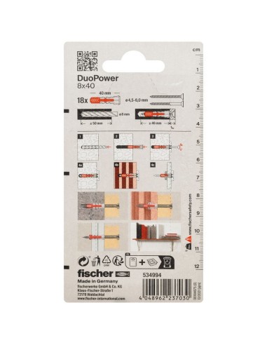 BLISTER DUOPOWER 8X40 BL 18 UD.FISCHER