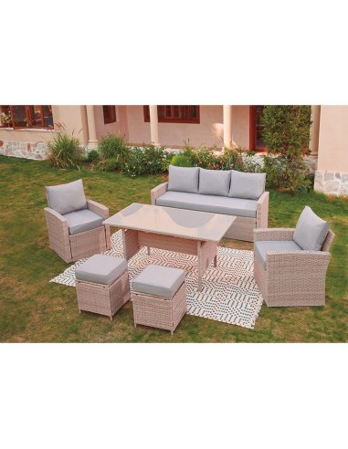 CONJUNTO MADAGASCAR SOFÁ+2 SILLONES+MESA RATAN