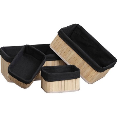 CONJUNTO 4 CESTAS BAMBU / NEGRO