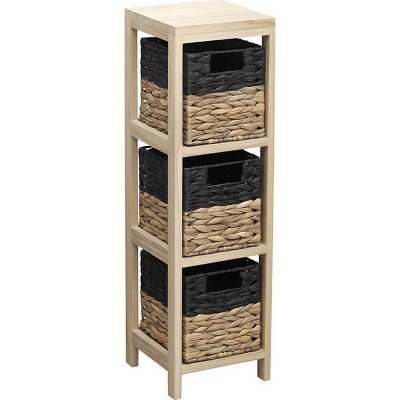 MUEBLE AUX.3 CESTAS NEGRO/NATURAL 22x22