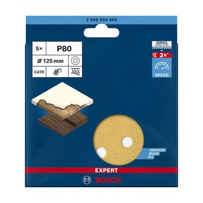 PAPEL LIJA EXCENT.C470 125MM 8P G80+5UDS