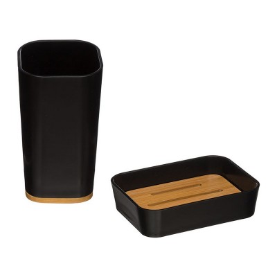 SERIE NATUREO. VASO+JABONERA NEGRO BAMBU