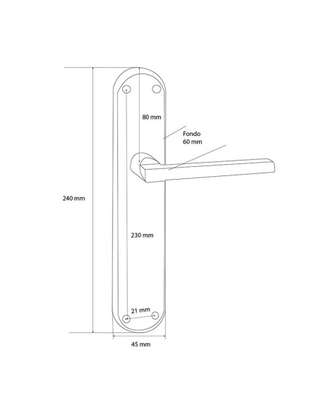 MANILLA. C/ PLACA. 45xh242 mm. NEGRO.