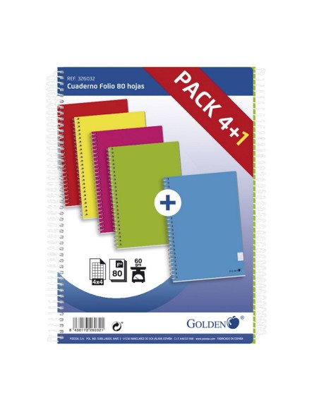 CUADERNO A4 80 HOJAS. CUAD. PACK 4+1