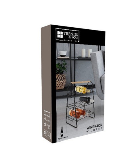 BOTELLERO METAL/MADERA 9 BOTELLAS