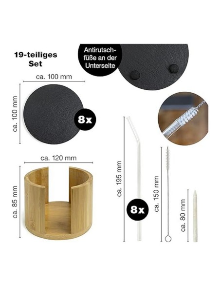 SET POSAVASOS PIZARRA 8 UN.MORITZ&MORITZ