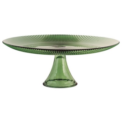 SOPORTE TARTAS VIDRIO GROOVE VERDE 28CM.