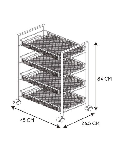 CARRITO CAMARERA C/RUEDAS 4 ALTURAS